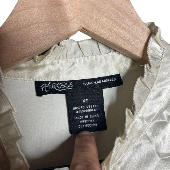 Hale Bob Floral Satin Blouse Size XS Removable Belt Tropical - Picture 2 of 4